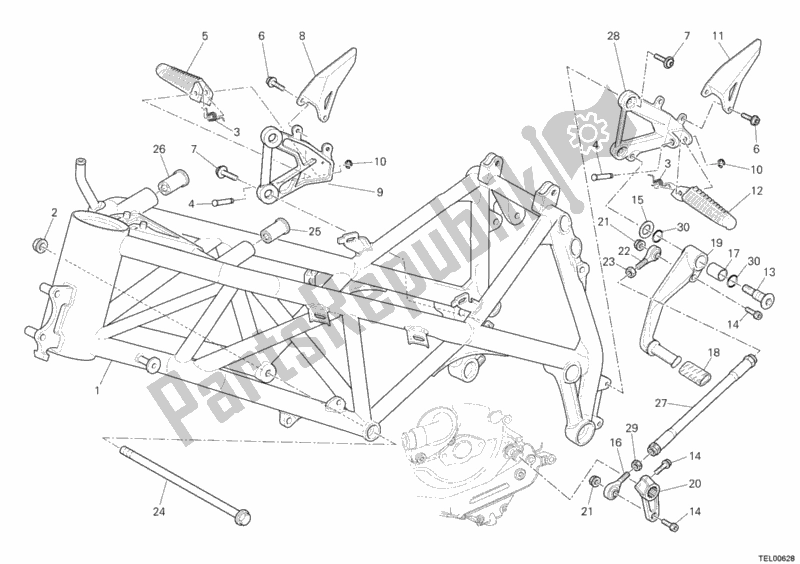 All parts for the Frame of the Ducati Superbike 848 EVO USA 2012